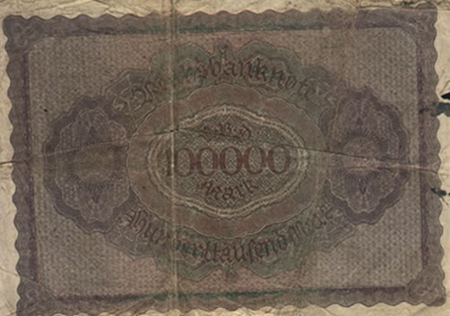 back of 100000 mark note
